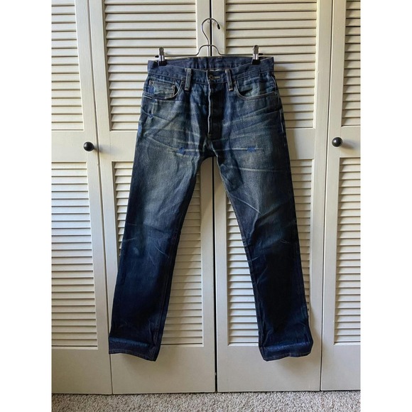 3Sixteen ST-100x Slim Tapered Selvedge Denim Jeans Repaired Patchwork Size 31x30
